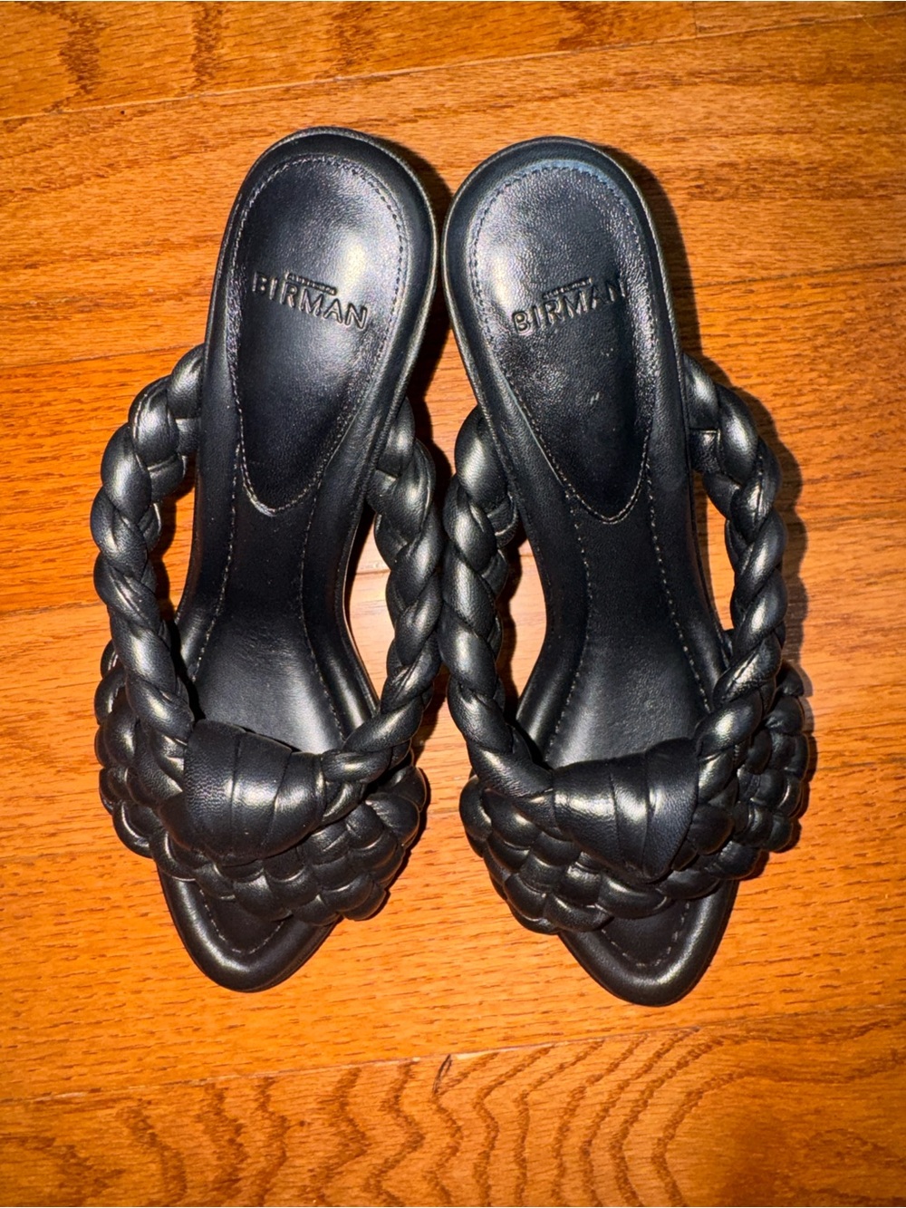 Alexandre Birman Clarita Knot Braided Leather Heels Black Sandals